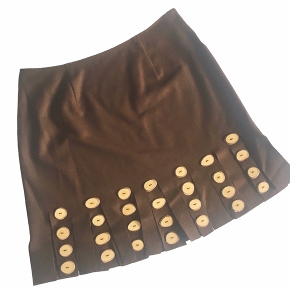Vintage: Moschino Cheap + Chic 𖠌 Nuts Skirt 𖠌 Chocolate Wool Wood Chip Fringe - Picture 7 of 12